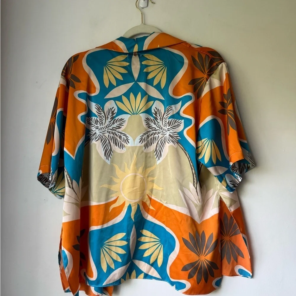 Misa Los Angeles Solange Top + Elam Shorts Patterned Satin Matching Set M